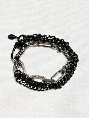 Experess Multi-Chain Black and Silver Wrap Bracelet -  Women’s Jewelry